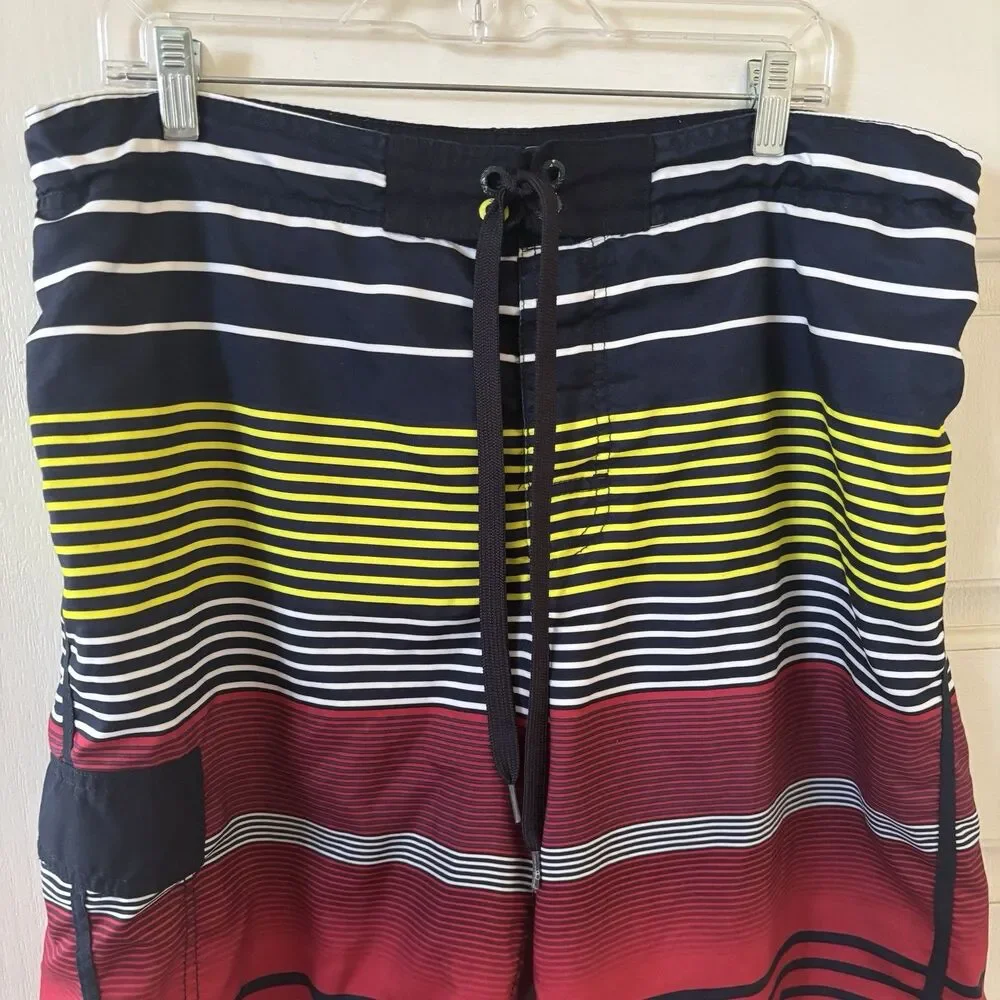 Vintage OP Ocean Pacific Board Shorts Swim‎ M 32/34 Striped Colorful 90s Beach